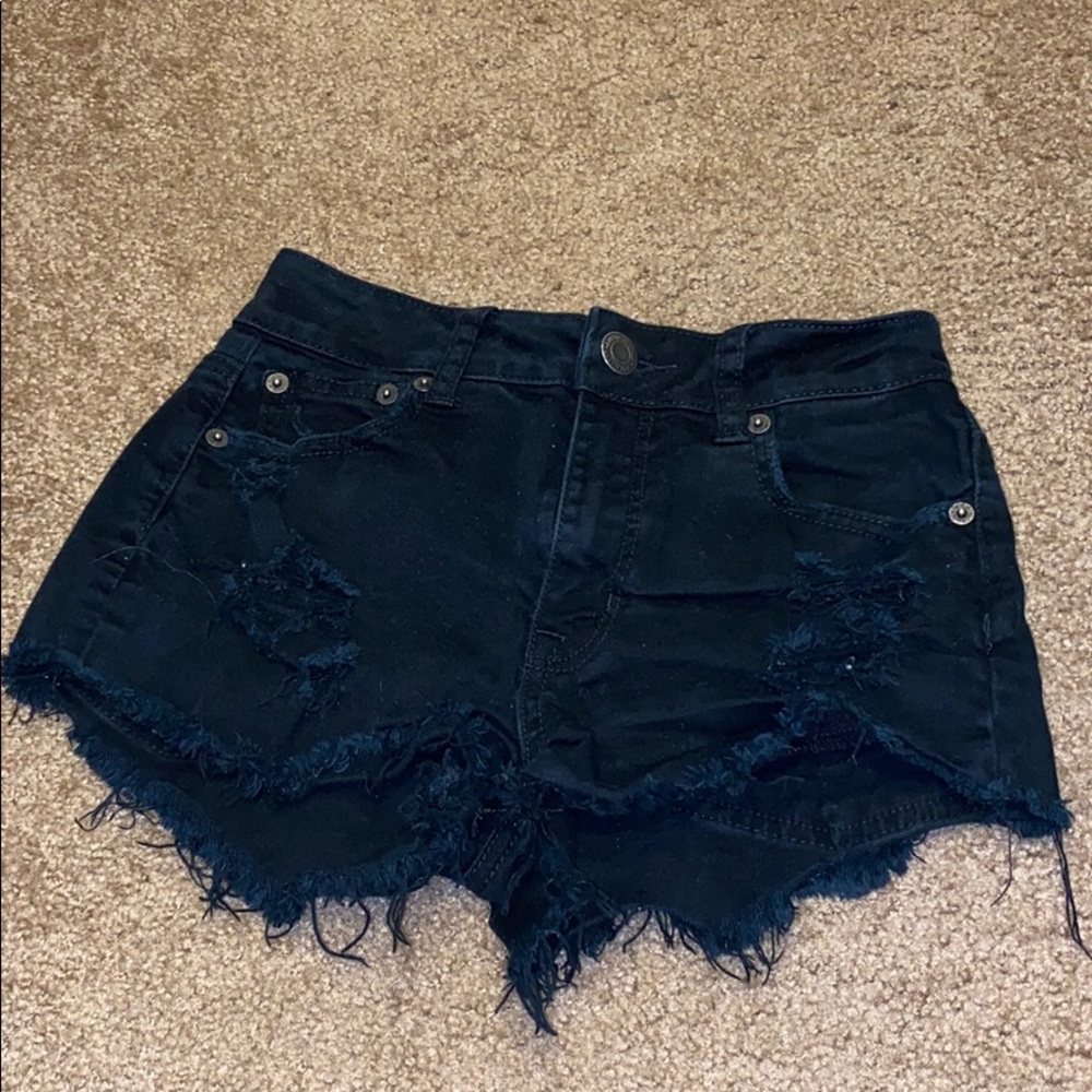 Black American Eagle distressed shorts